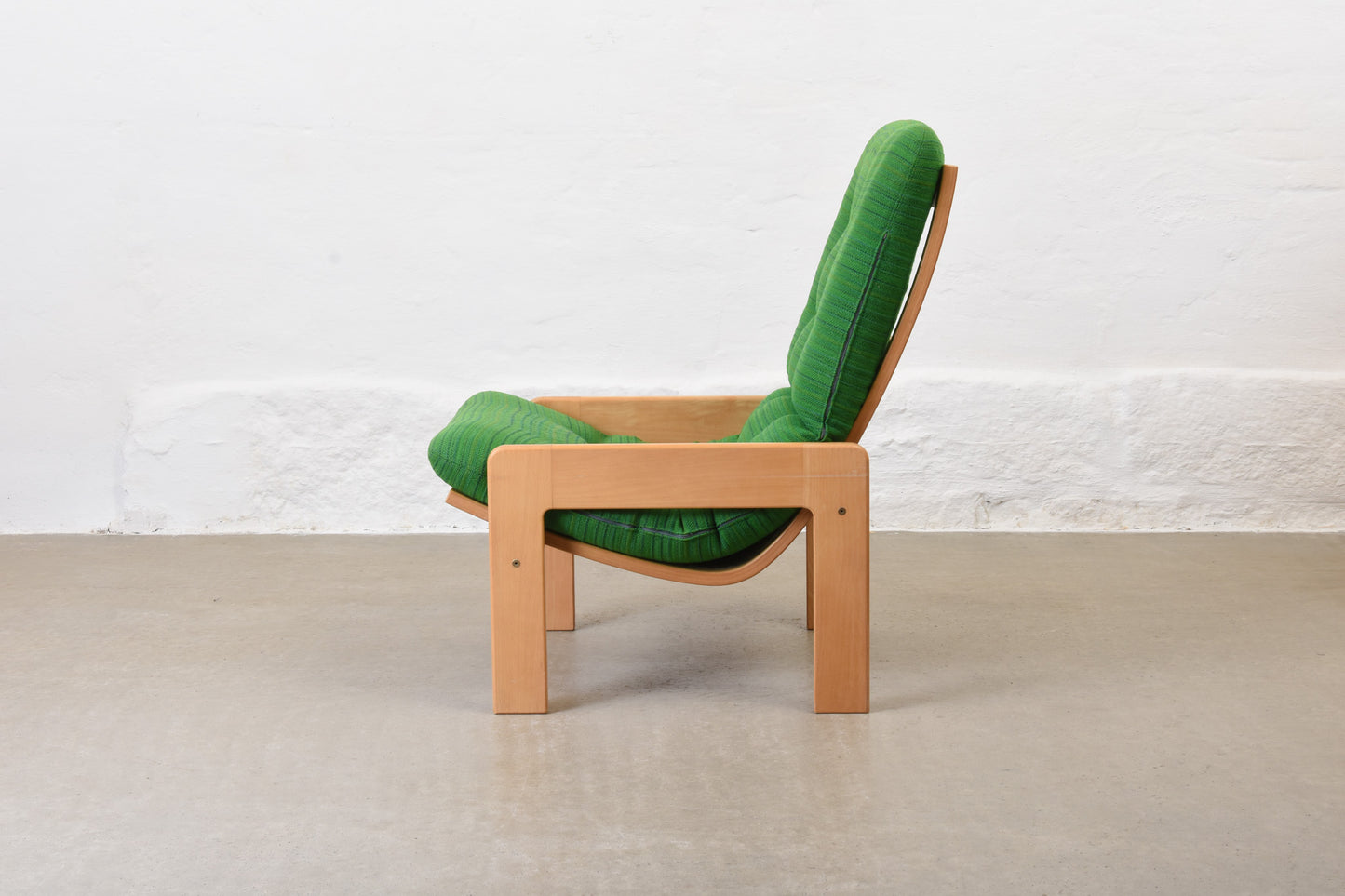 1970s beech + wool lounger by Yngve Ekström
