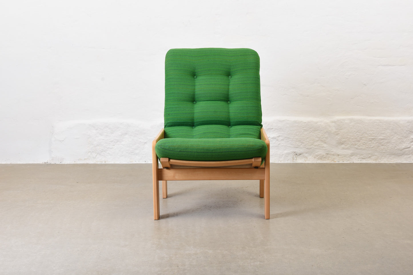 1970s beech + wool lounger by Yngve Ekström