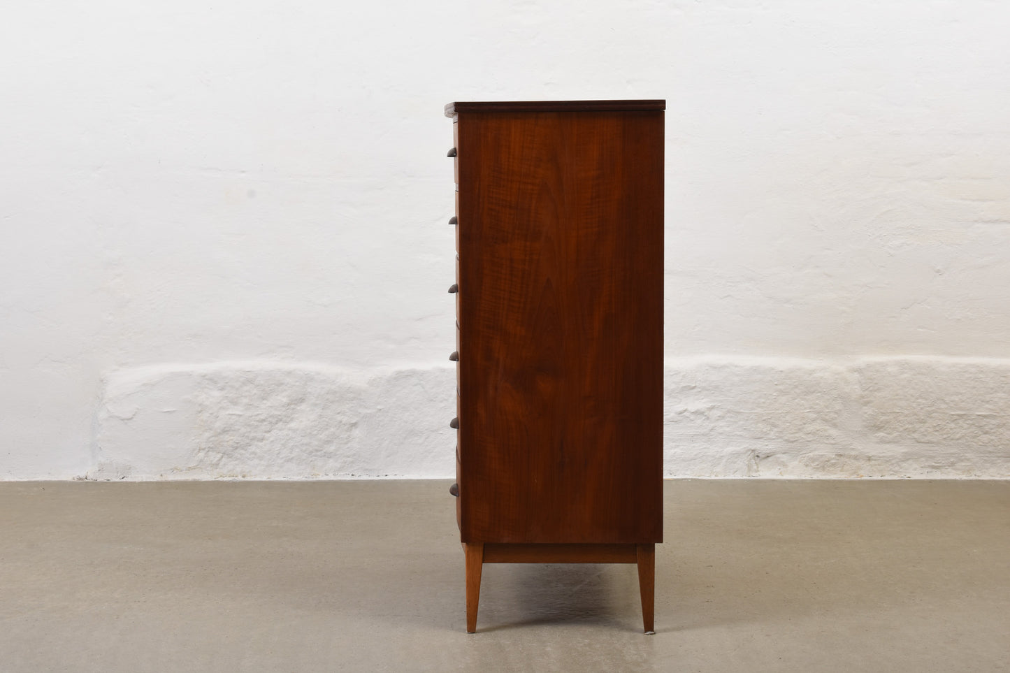 1950s bow-fronted teak chest of drawers - 109H cm