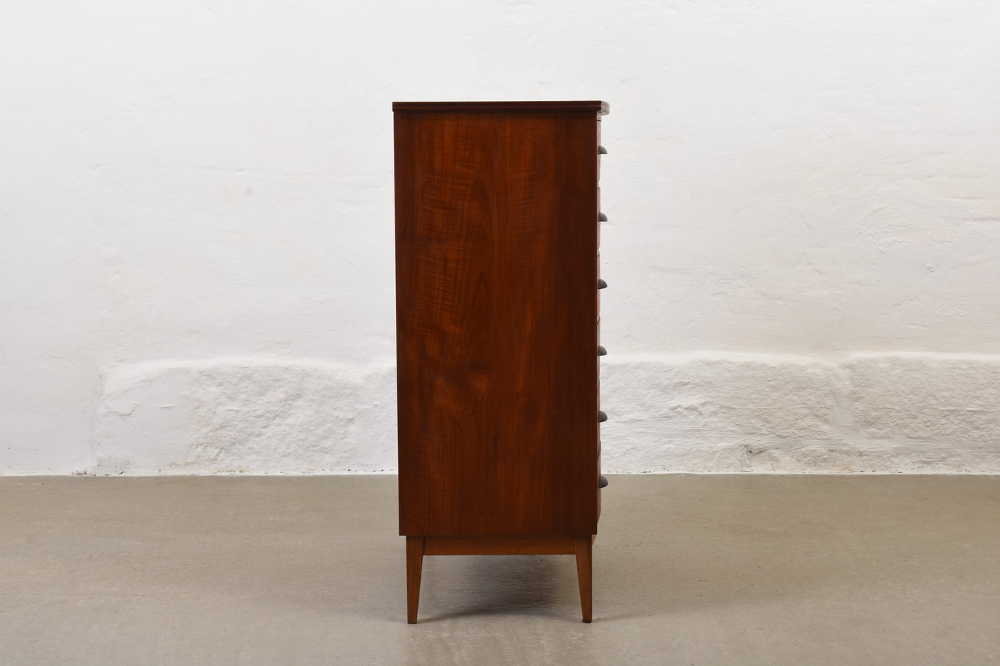 1950s bow-fronted teak chest of drawers - 109H cm