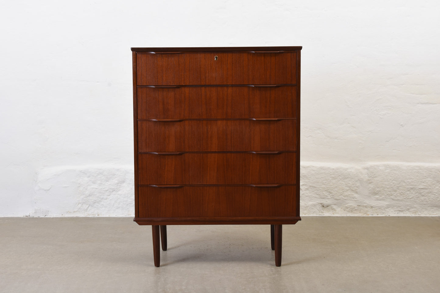1960s teak chest of five drawers