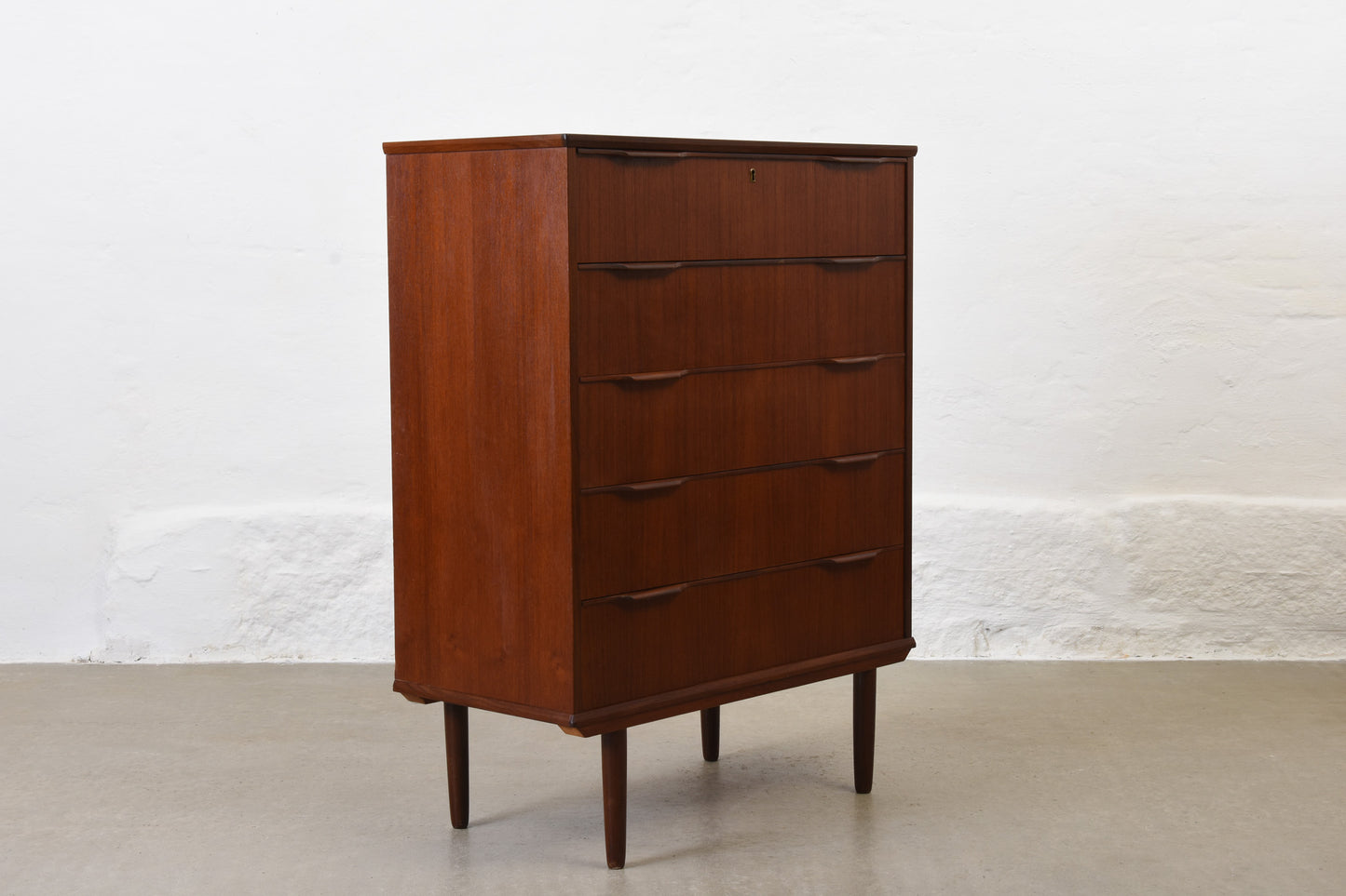 1960s teak chest of five drawers