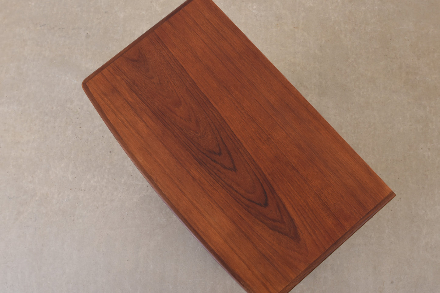 1950s bow-fronted teak chest with inset handles - 112H cm