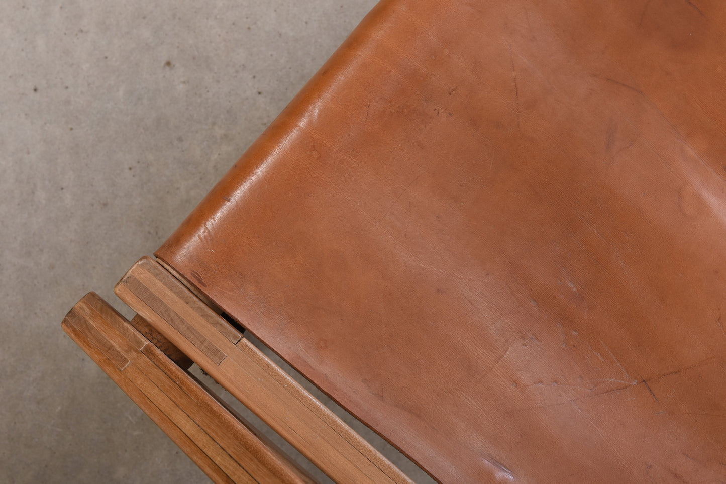 1960s beech + leather cabinetmaker's folding chair