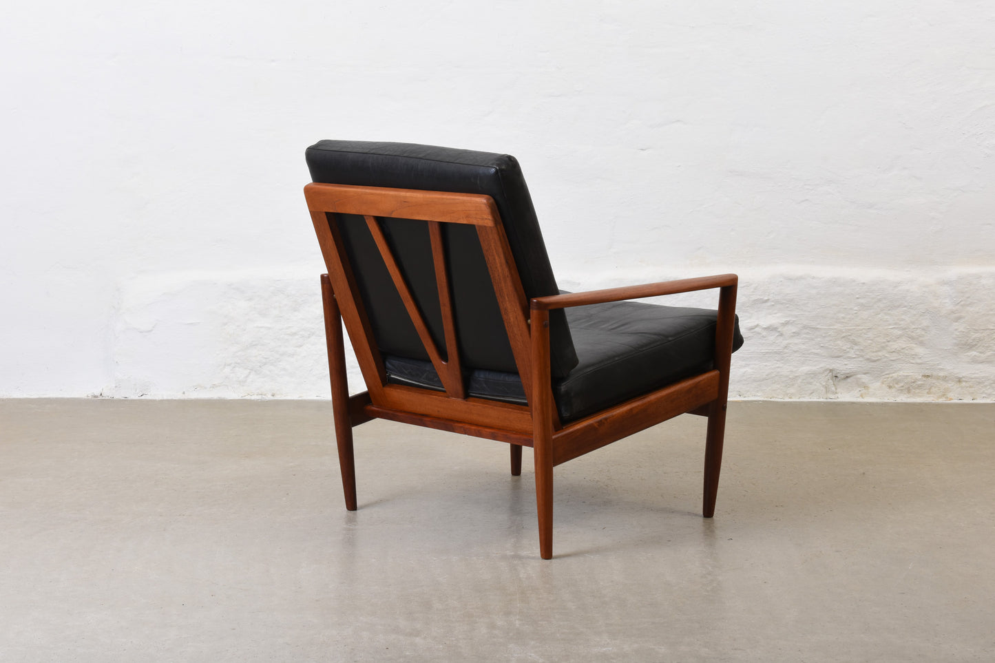 1960s Danish teak + leather lounger