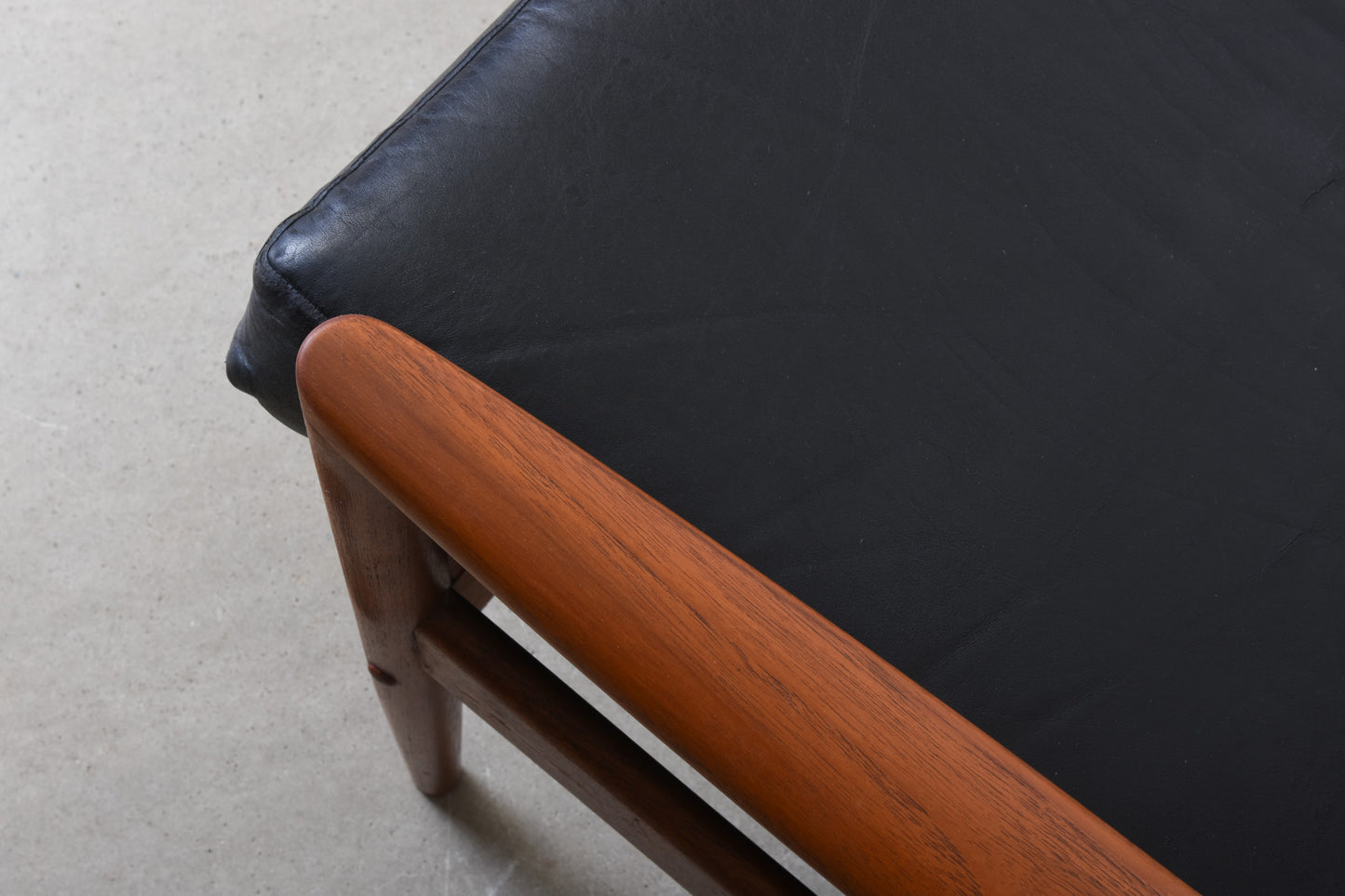 1960s Danish teak + leather lounger