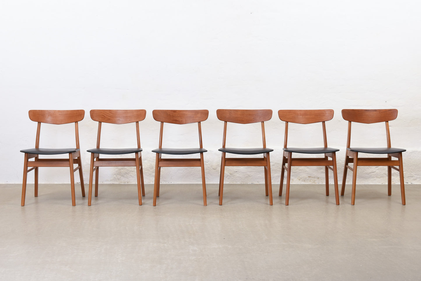 Six available: Teak + beech dining chairs by Findahls