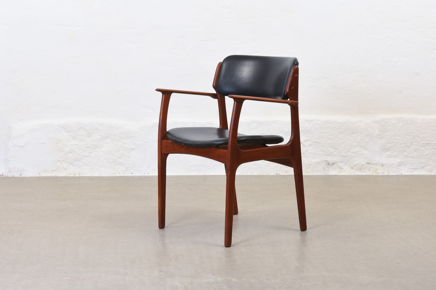 1960s armchair in teak + vinyl by Erik Buch
