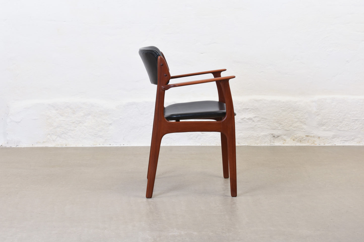 1960s armchair in teak + vinyl by Erik Buch