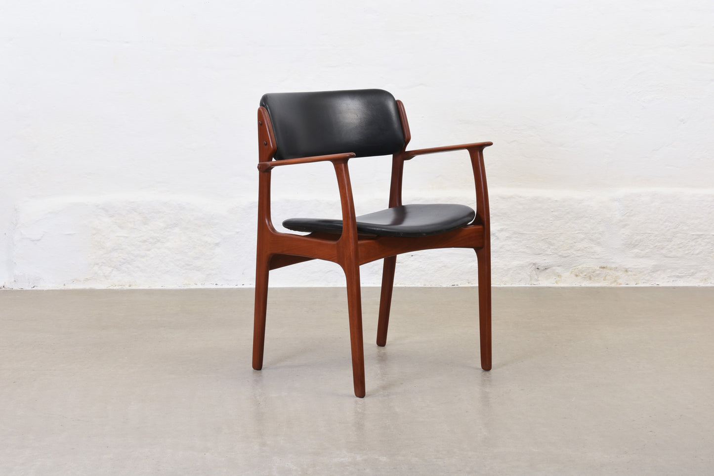 1960s armchair in teak + vinyl by Erik Buch