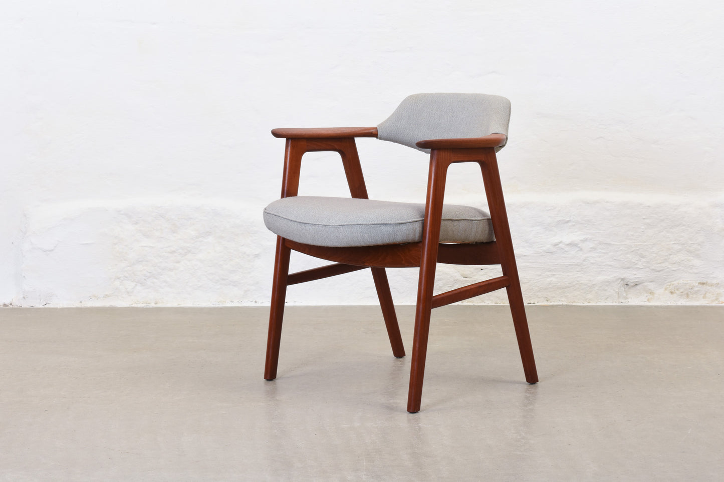 Newly reupholstered: 1960s teak armchair by Erik Kirkegaard