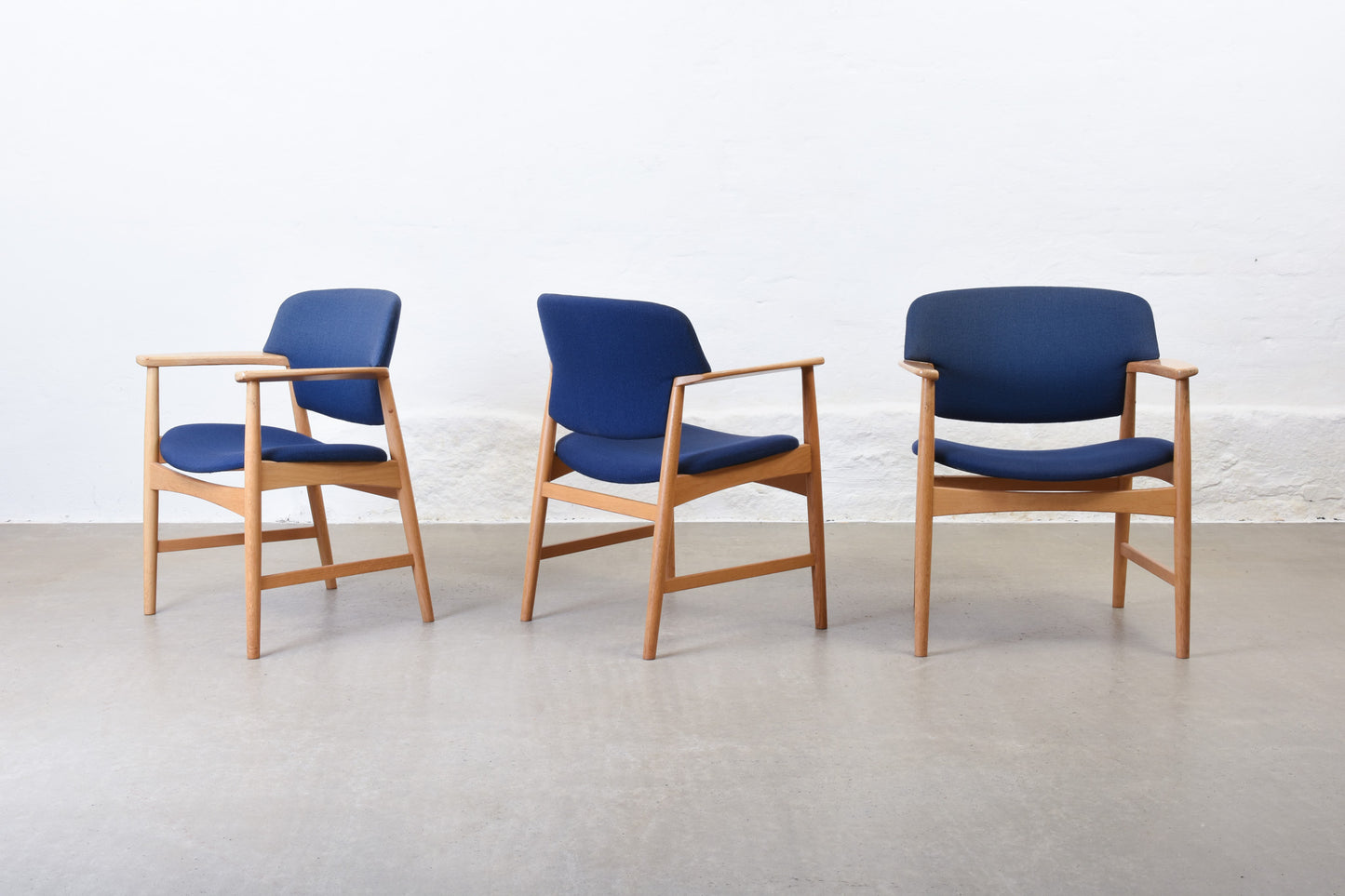 Three available: Oak armchairs by Ejner Larsen & Aksel Bender Madsen
