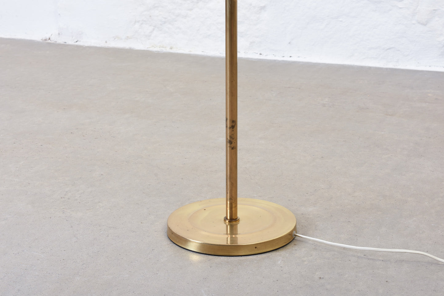 1970s brass + leather floor lamp by ABO Randers