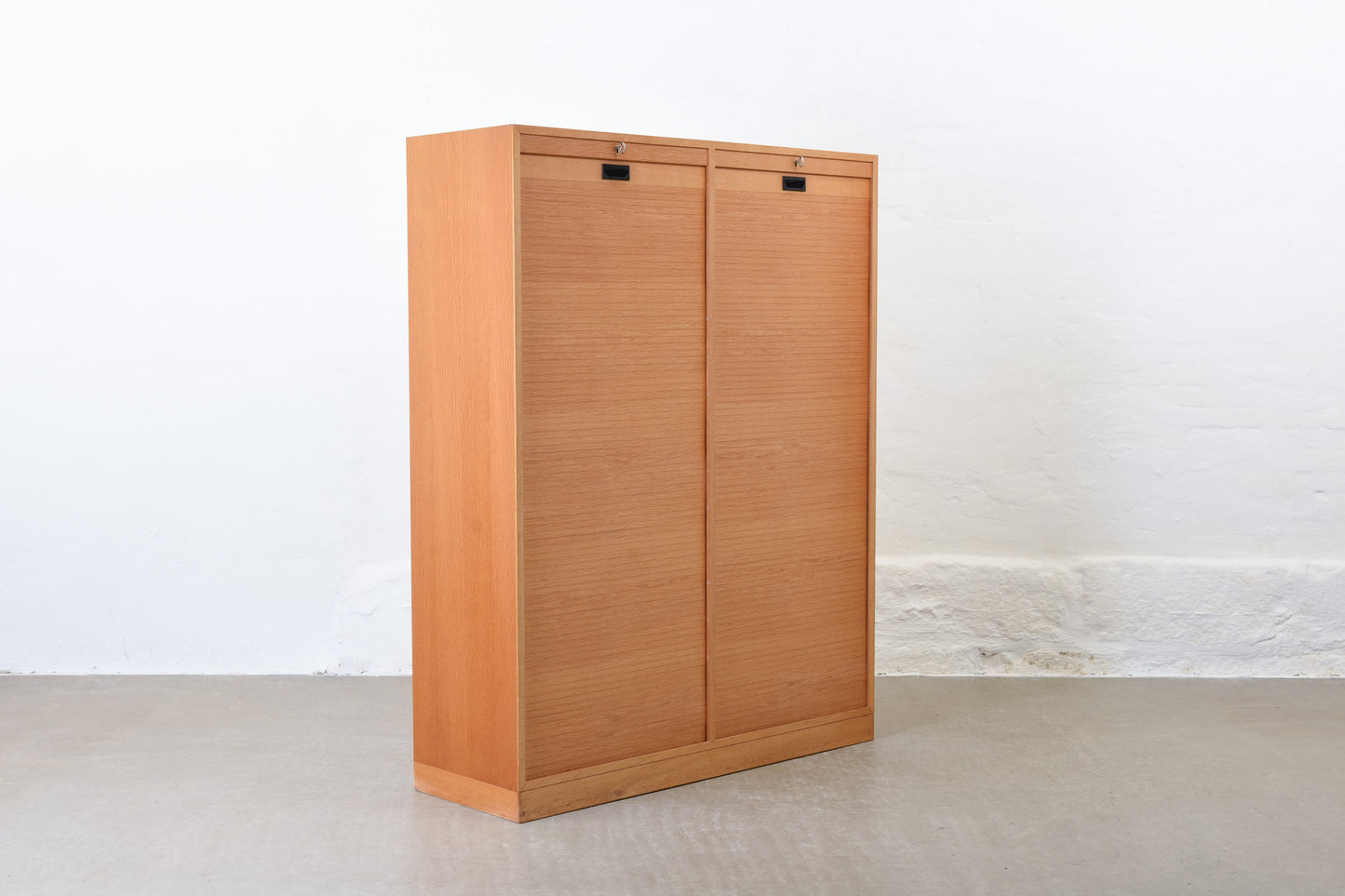 1980s double-fronted archive cabinet in oak