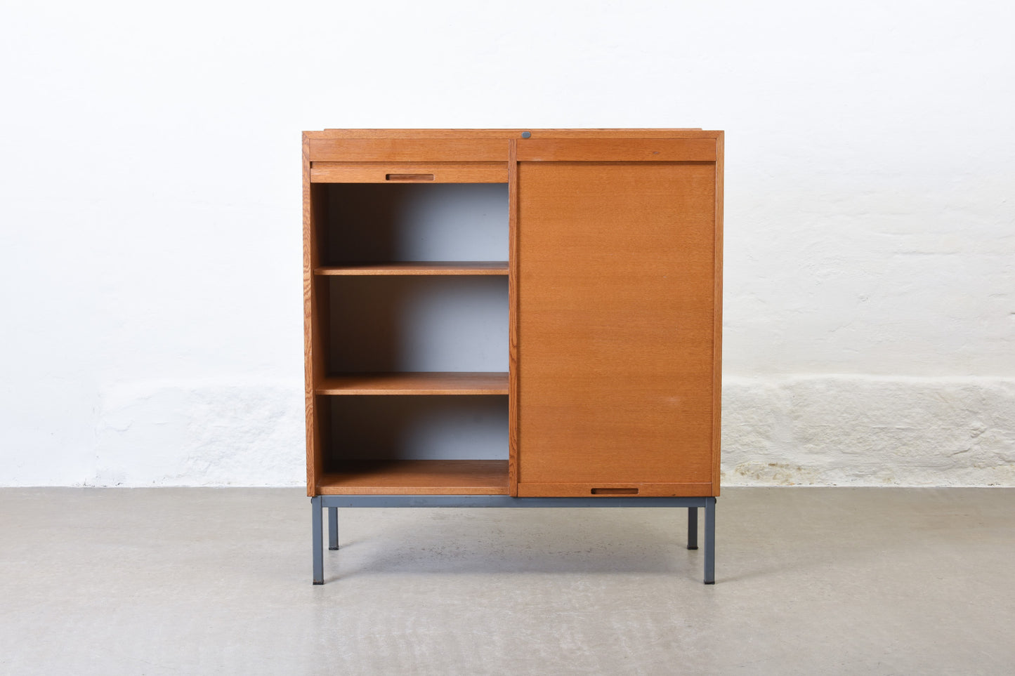 1960s double-fronted archive cabinet in oak