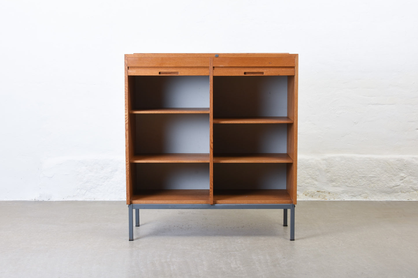 1960s double-fronted archive cabinet in oak