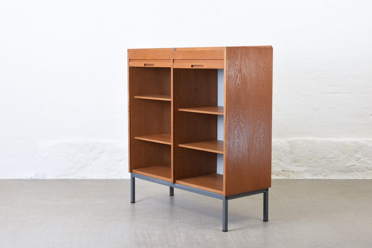 1960s double-fronted archive cabinet in oak