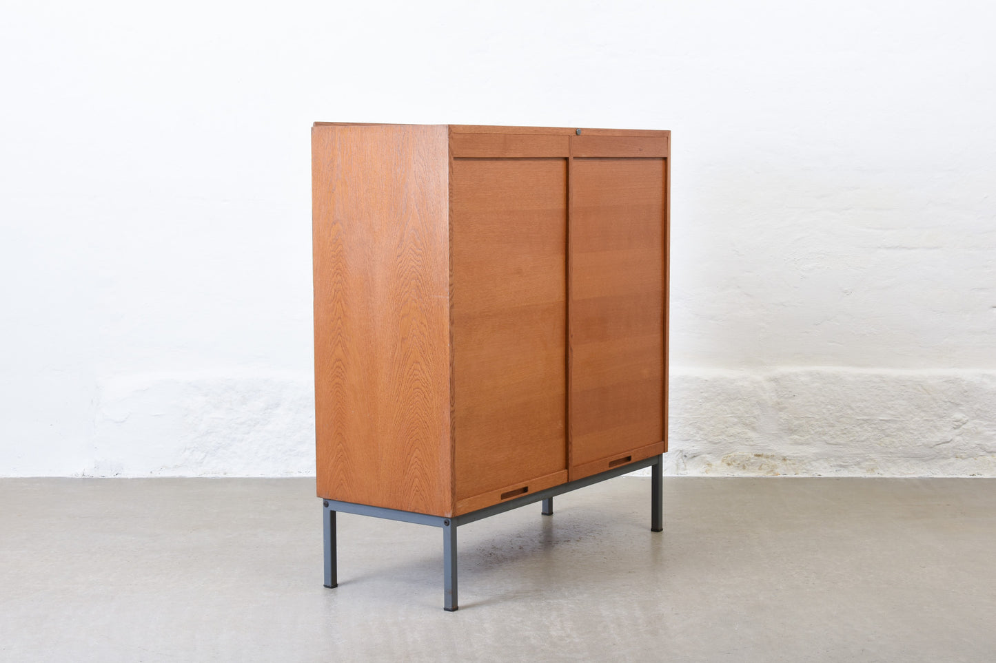 1960s double-fronted archive cabinet in oak