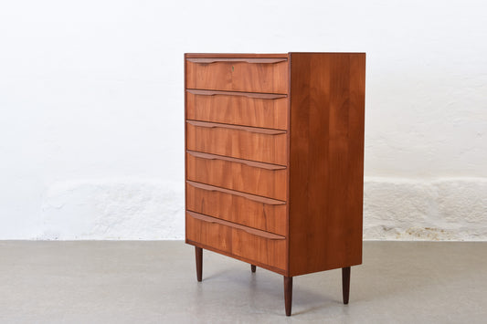 1960s teak chest of drawers with lipped handles - 108H cm