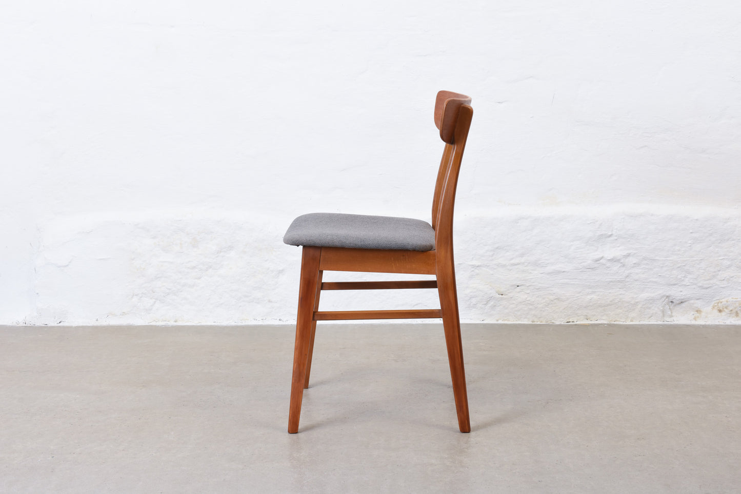 Newly reupholstered: 1960s set of four teak + beech dining chairs by Findahls