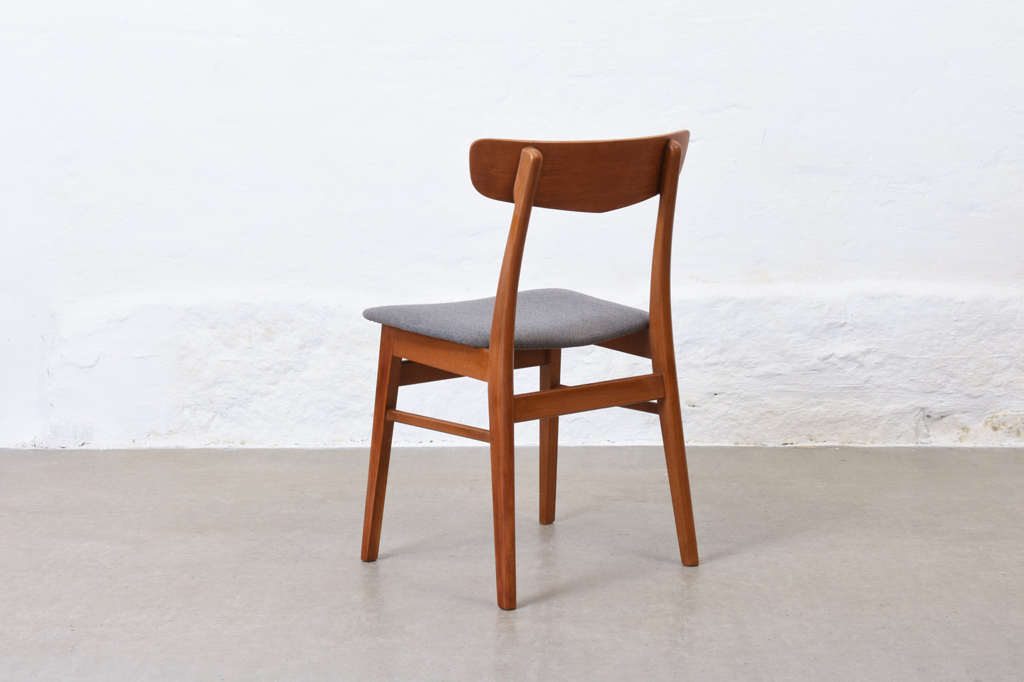 Newly reupholstered: 1960s set of four teak + beech dining chairs by Findahls