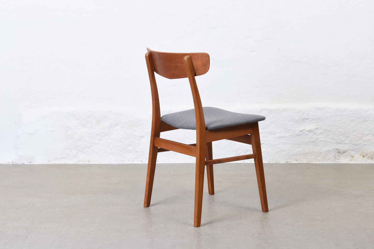 Newly reupholstered: 1960s set of four teak + beech dining chairs by Findahls