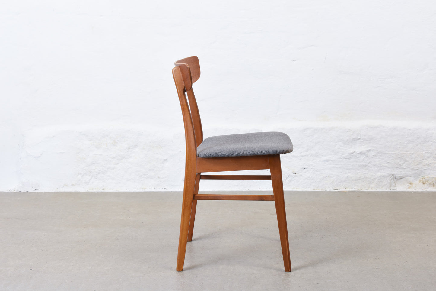 Newly reupholstered: 1960s set of four teak + beech dining chairs by Findahls