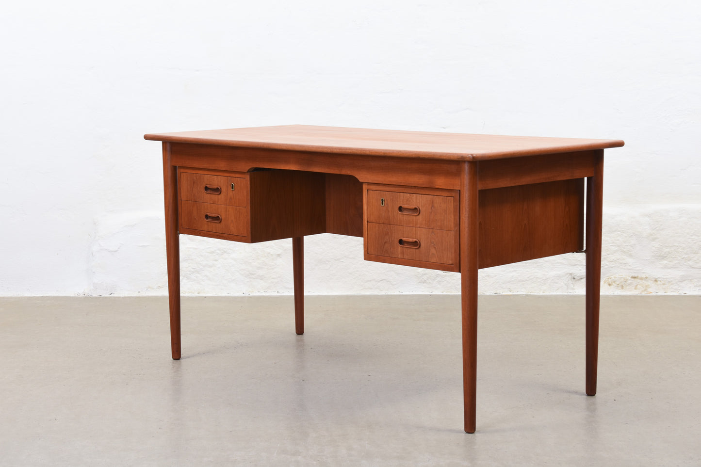 1960s twin pedestal desk in teak