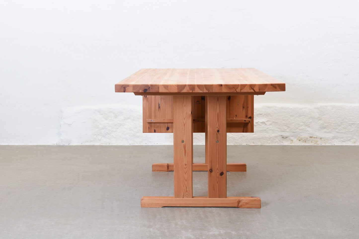 1970s drop-leaf dining table in pine
