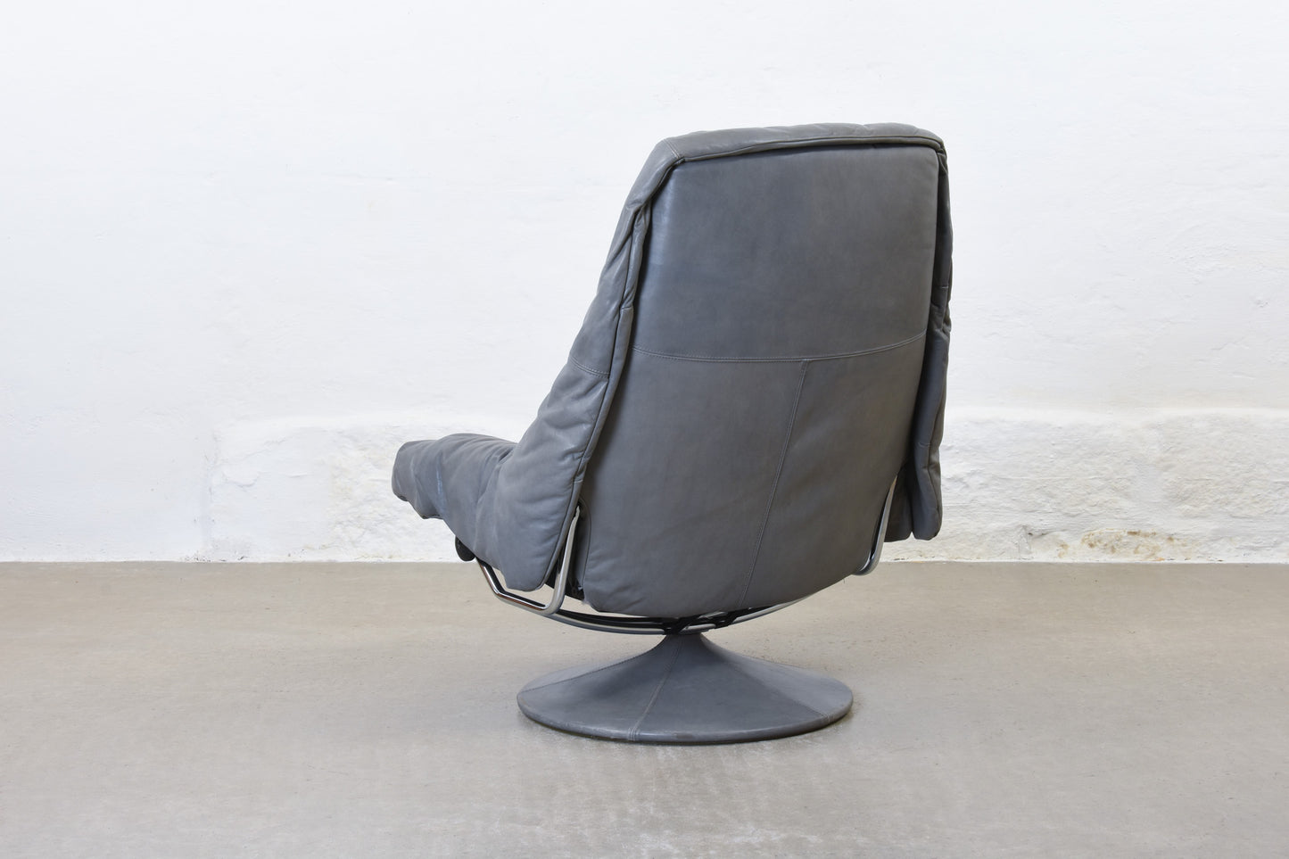 1980s Norwegian reclining leather lounger + ottoman
