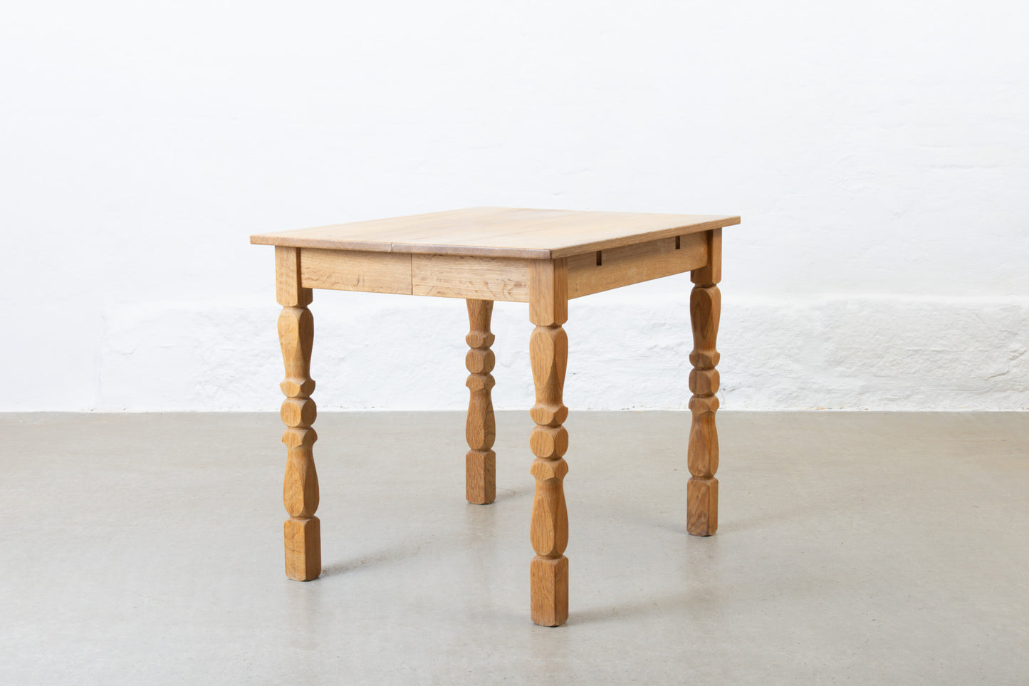 1970s extending square dining table in oak