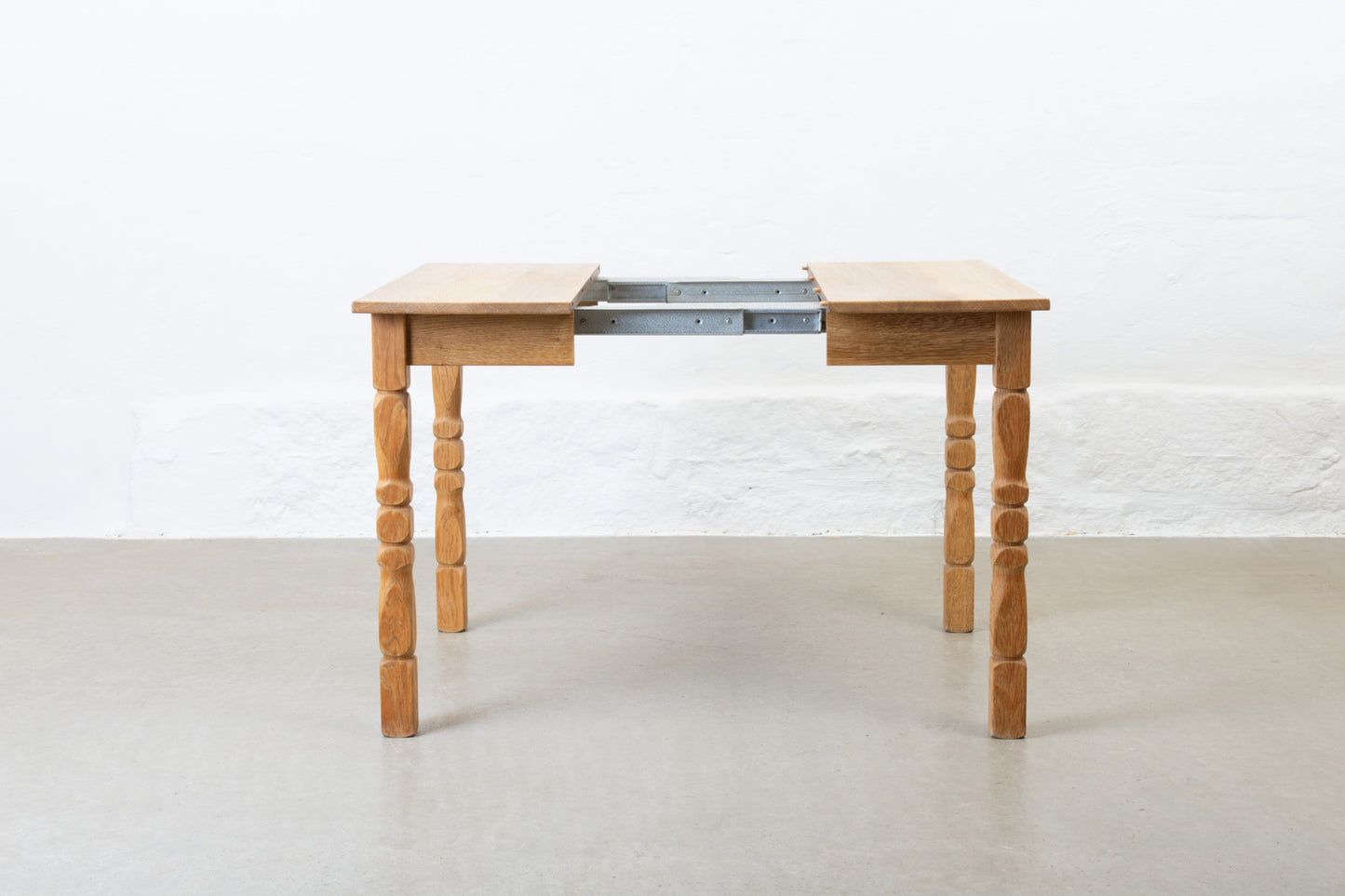 1970s extending square dining table in oak