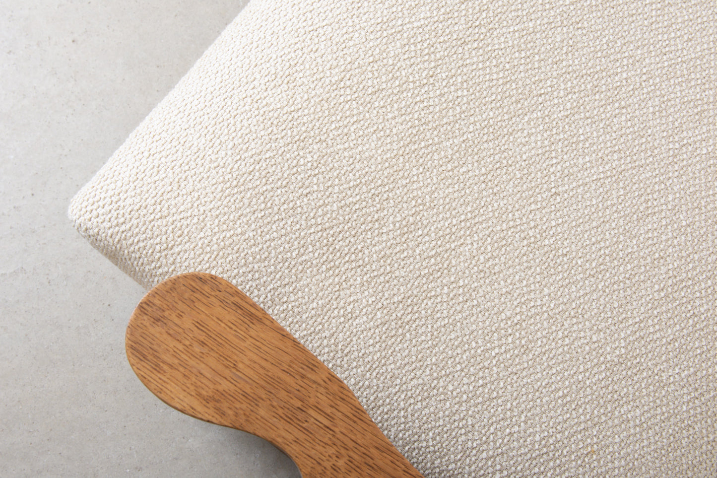 Newly reupholstered: 1960s oak rocking chair by Henning Kjærnulf