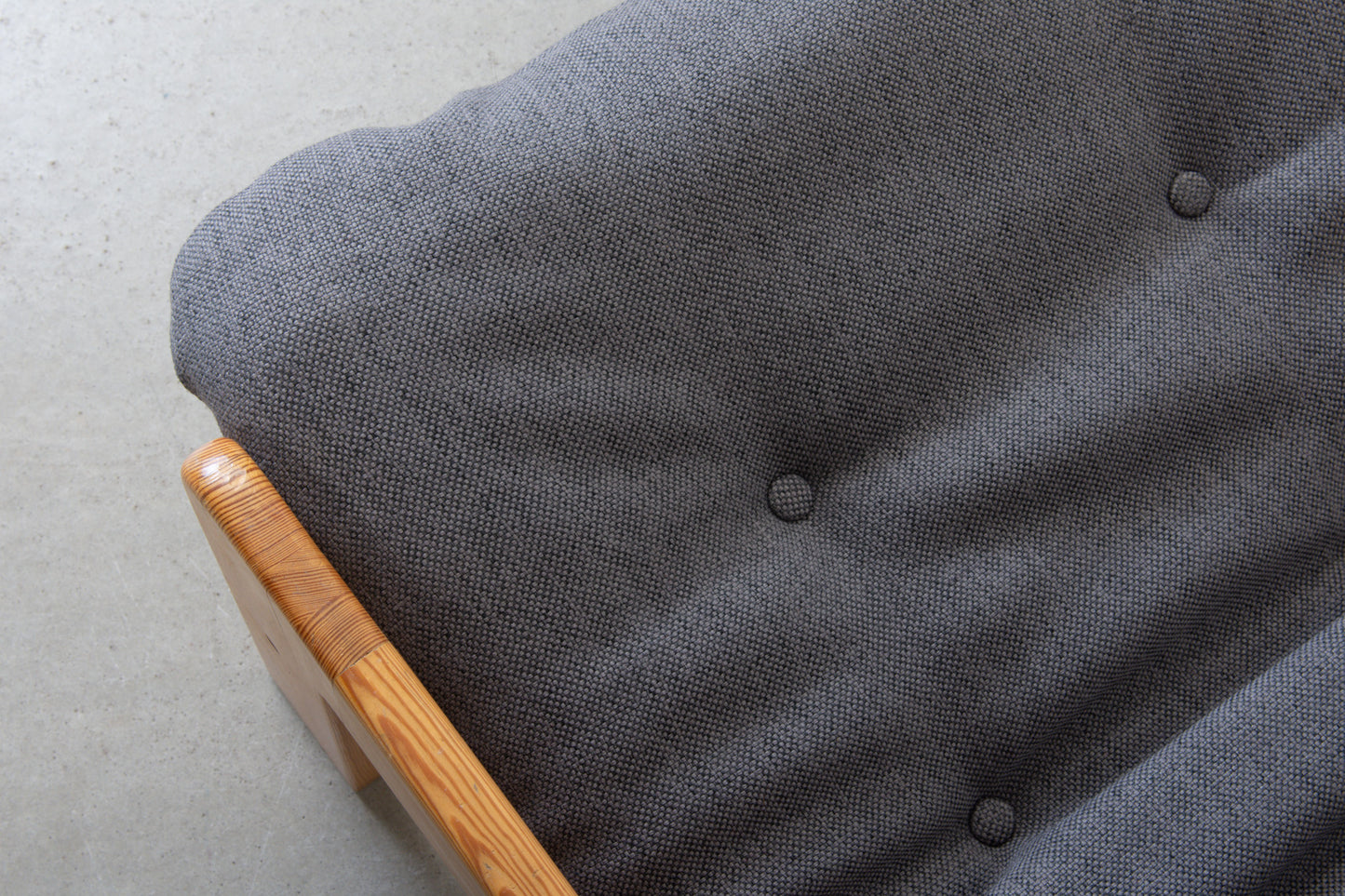 Newly reupholstered: 1970s pine lounger by Yngve Ekström