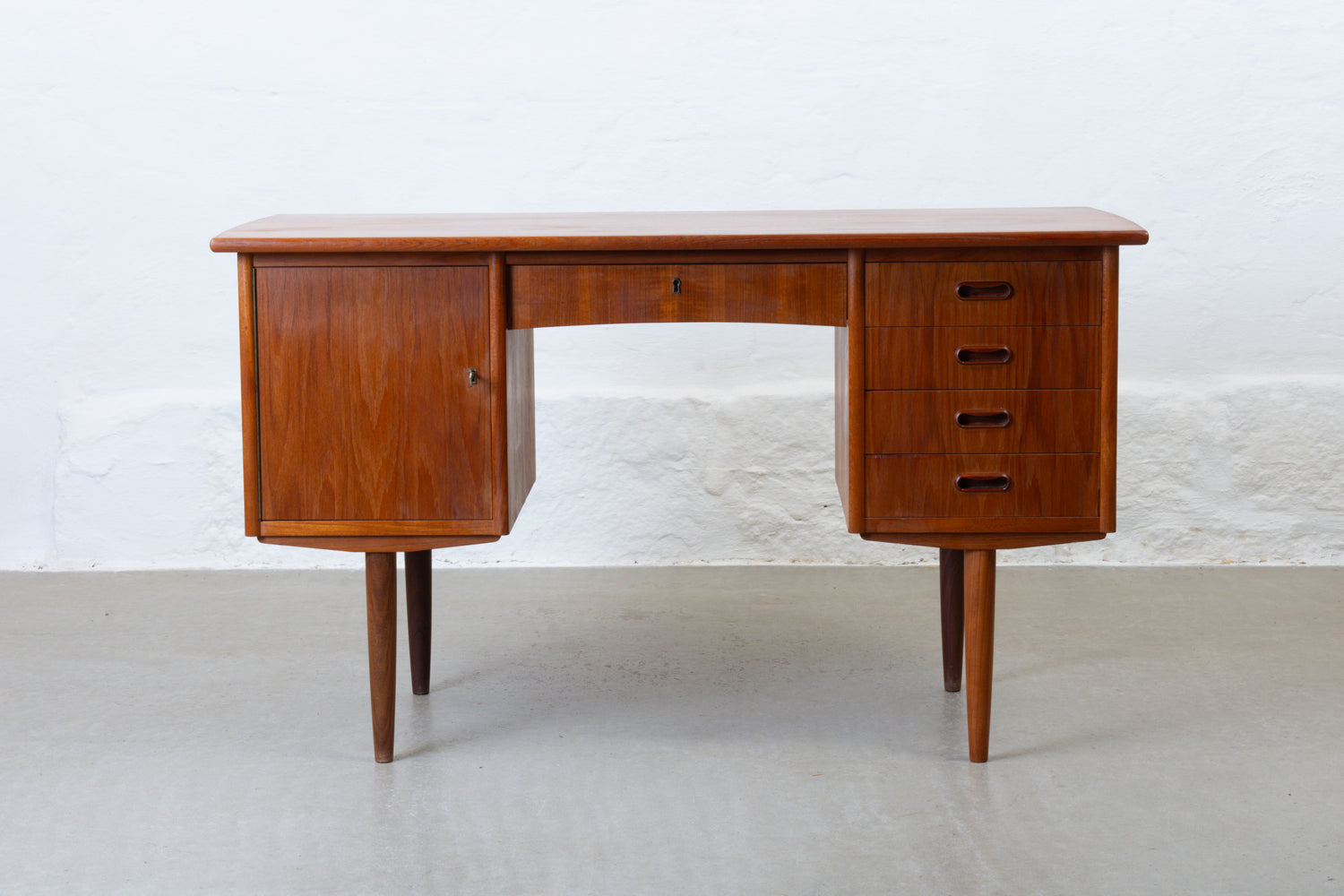 1960s twin pedestal desk in teak