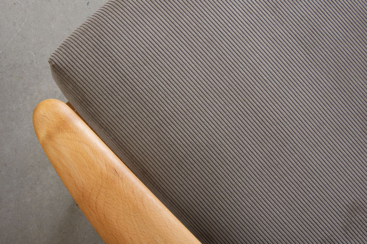 Two available: 1960s beech + corduroy loungers