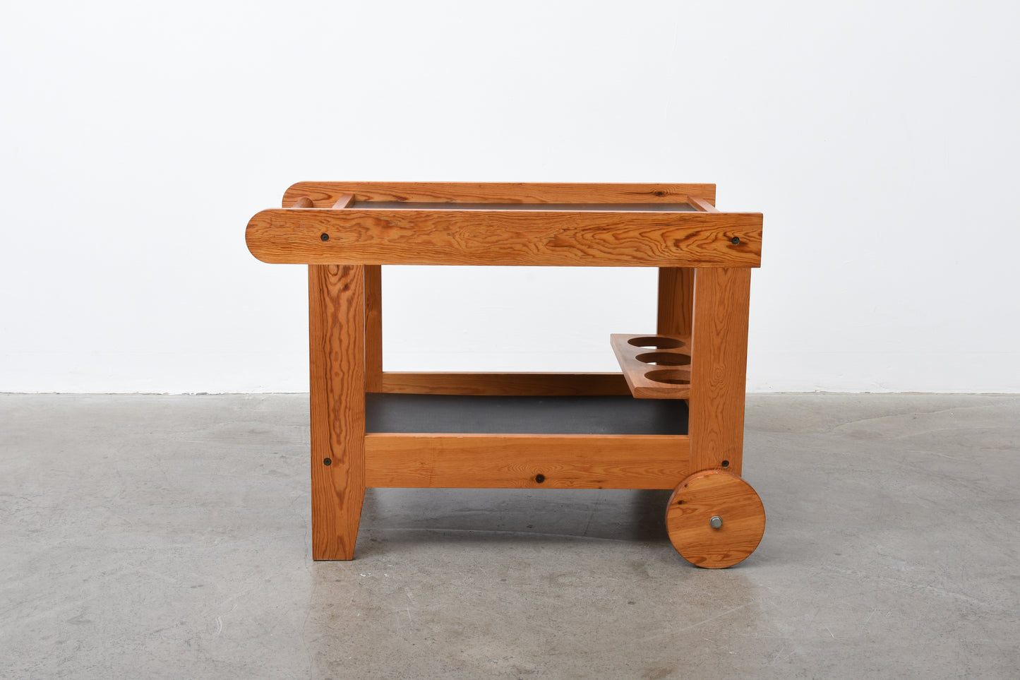 1970s Danish pine bar trolley