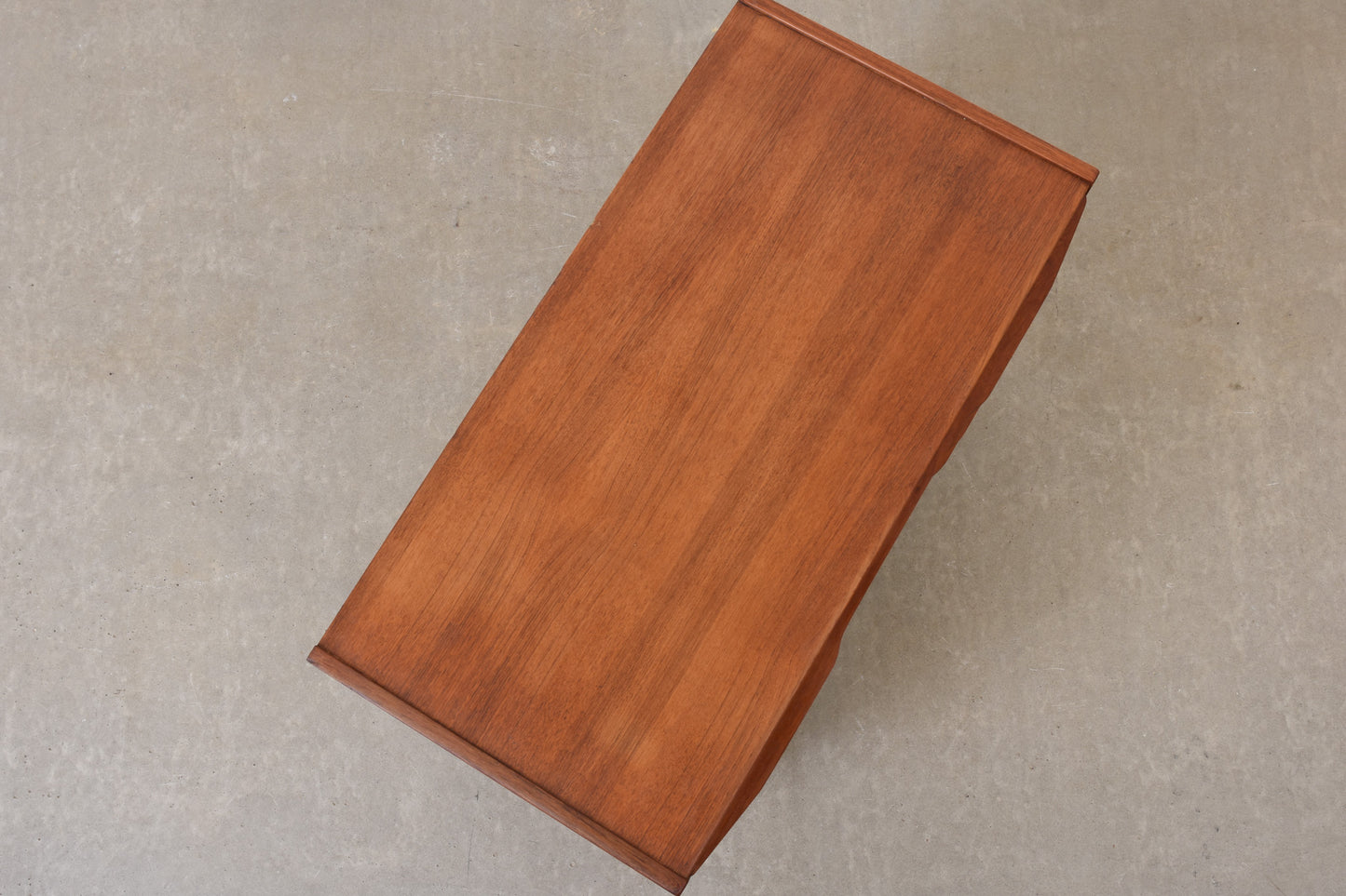 1960s low teak chest with lipped handles no. 1