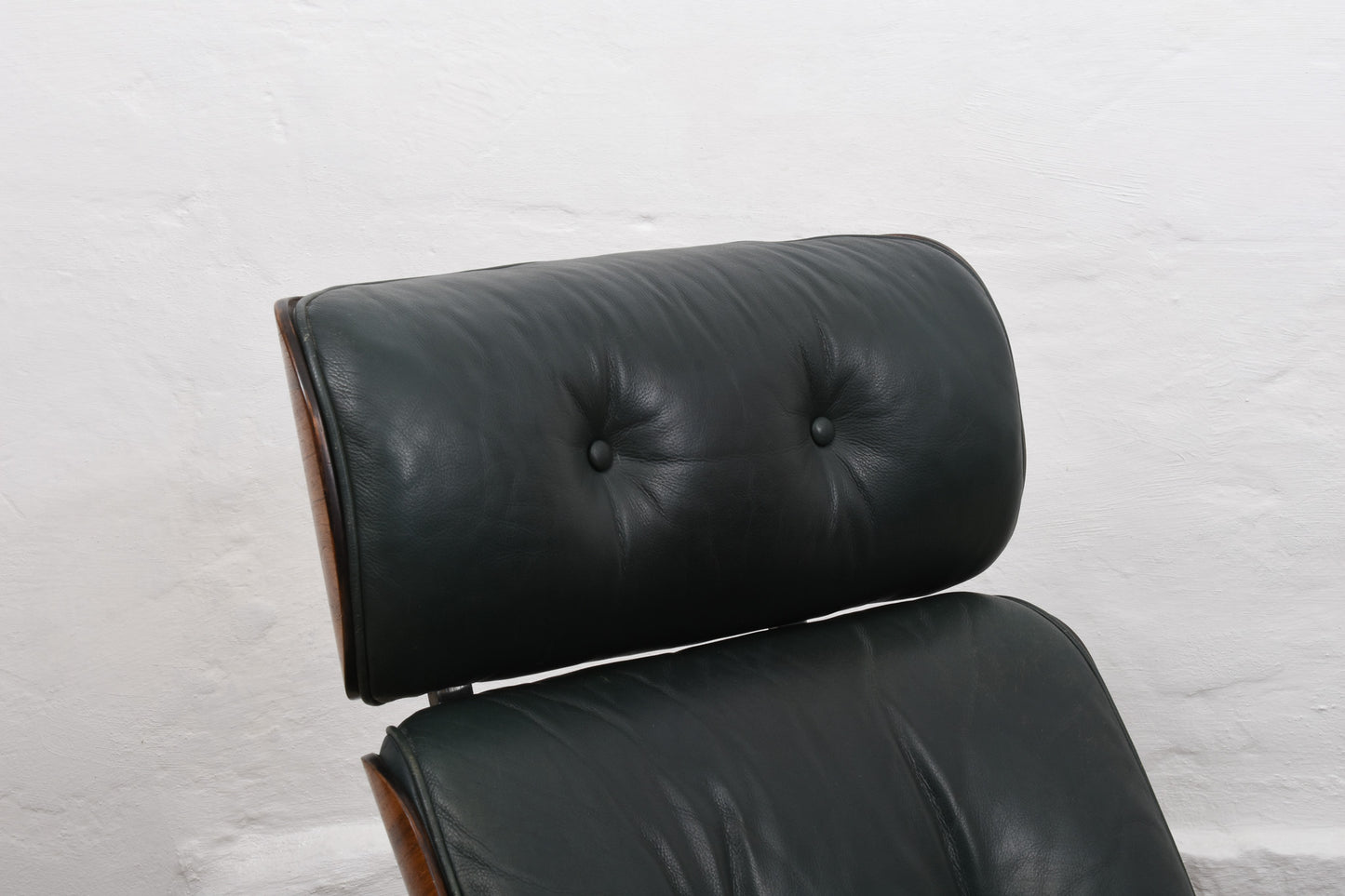 1960s leather + rosewood lounger with ottoman