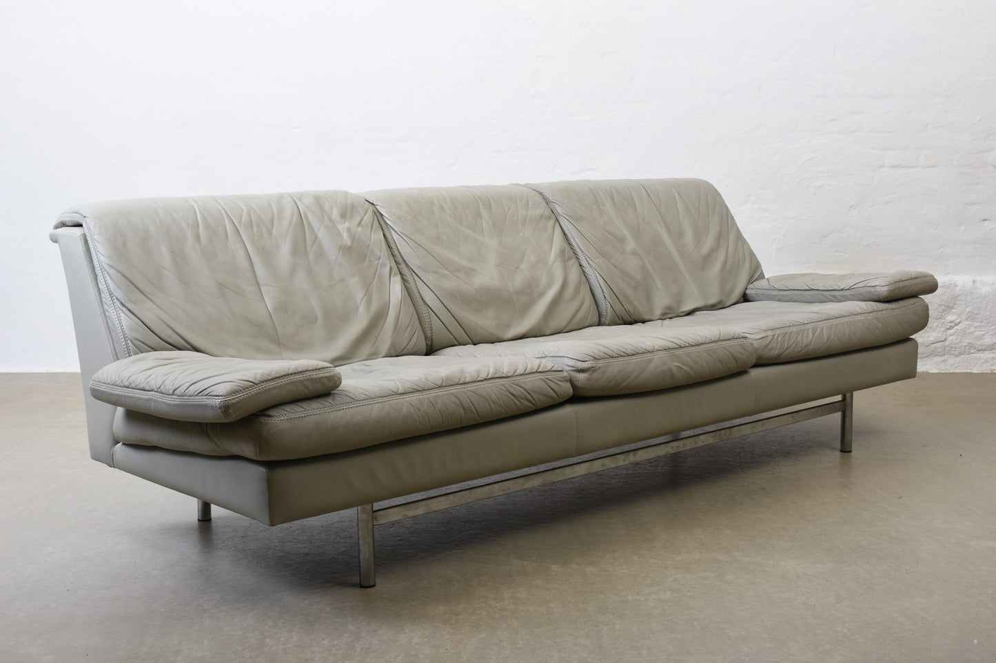 1980s grey leather sofa by Dux