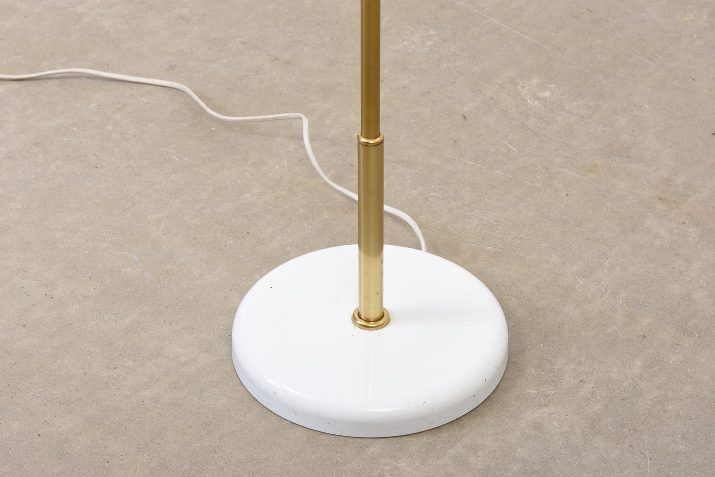 Two available: Brass floor lamps with pleated shades by Ateljé Lyktan