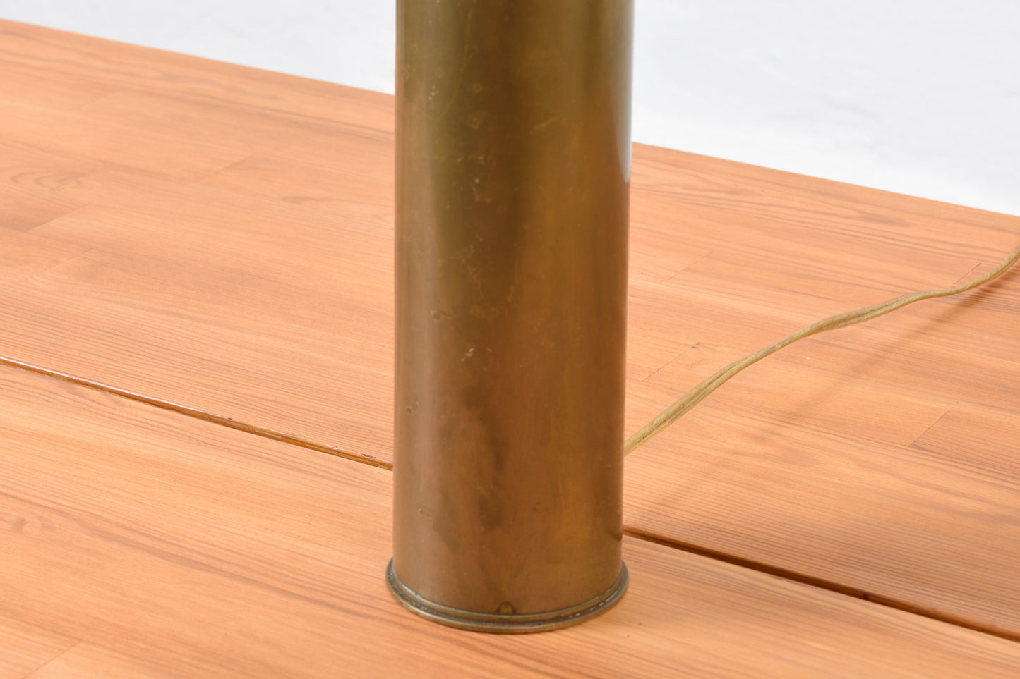 1950s brass table lamp with shade