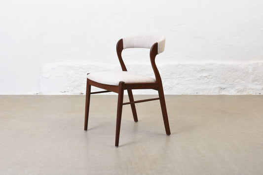 Newly reupholstered: 1950s teak + felt chair