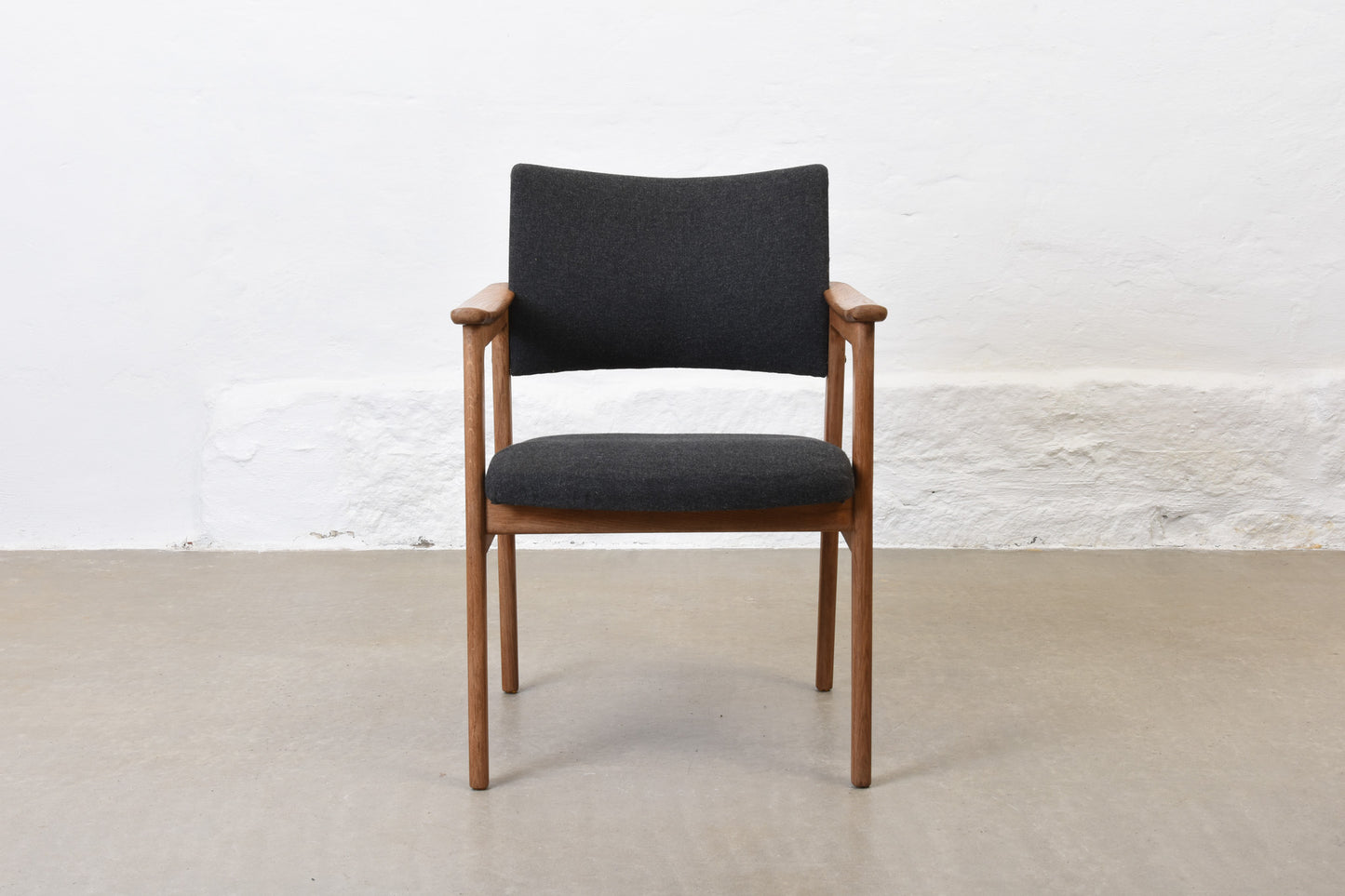 Newly reupholstered: 1960s oak armchair by Erik Kirkegaard
