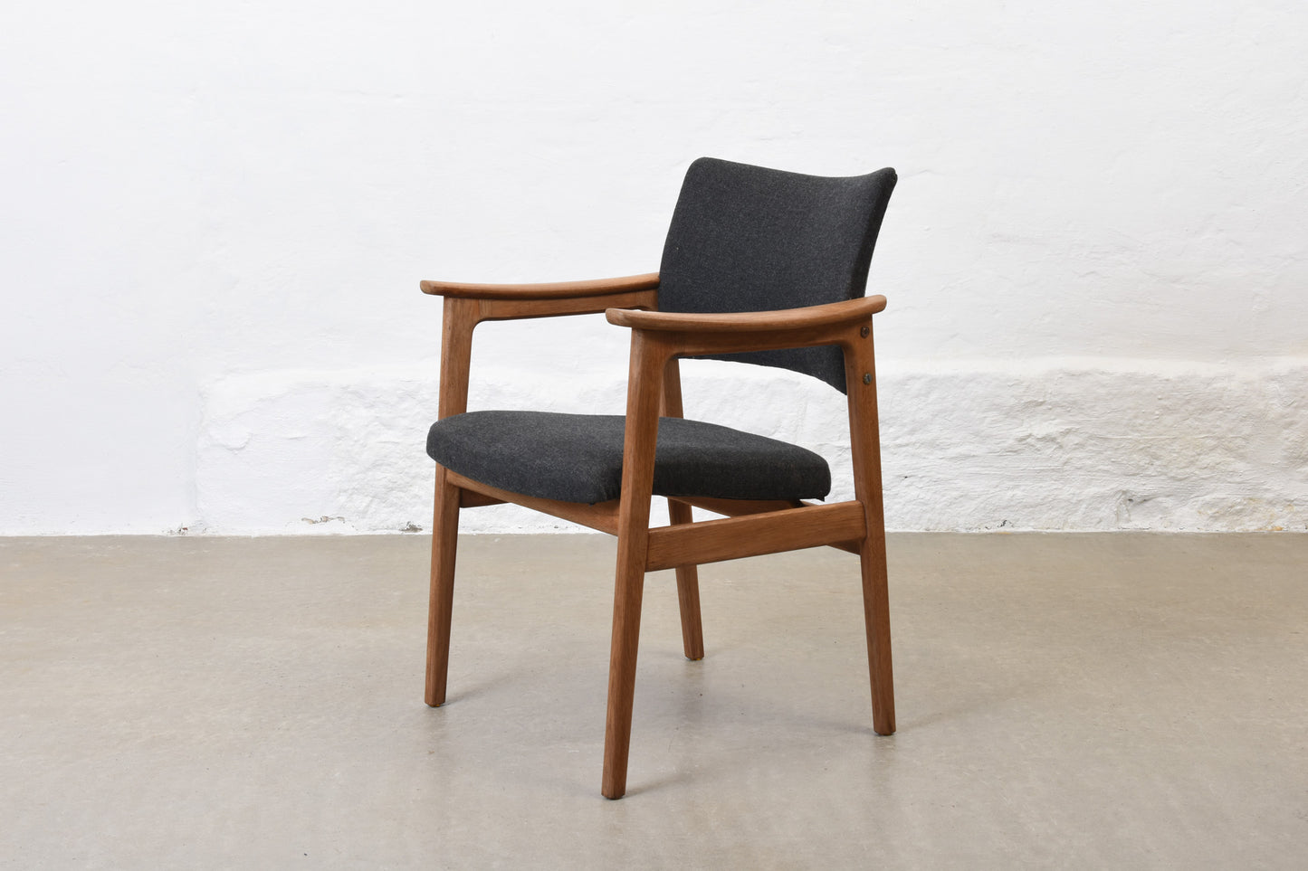 Newly reupholstered: 1960s oak armchair by Erik Kirkegaard