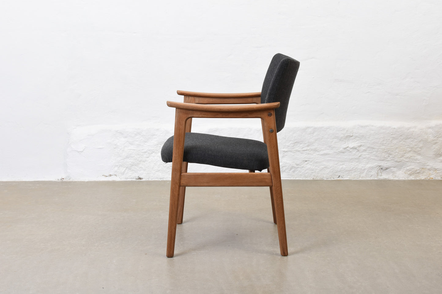 Newly reupholstered: 1960s oak armchair by Erik Kirkegaard