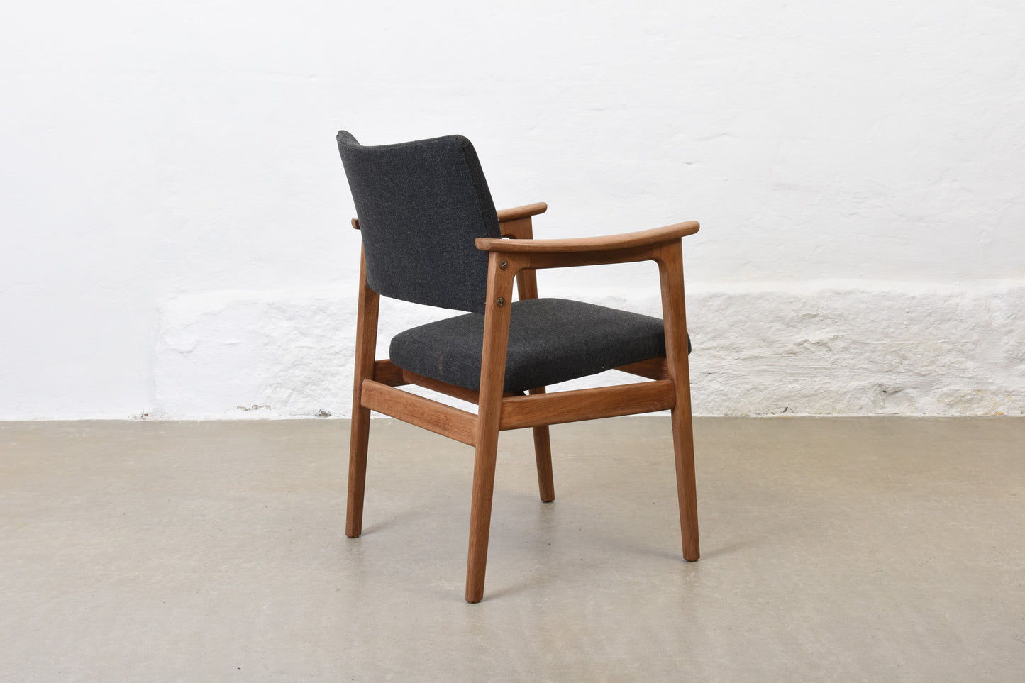 Newly reupholstered: 1960s oak armchair by Erik Kirkegaard