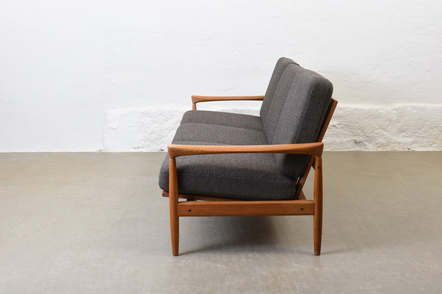 30% off: Newly reupholstered 1960s oak sofa by Erik Wørts