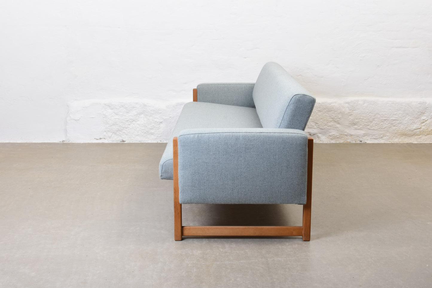 Newly reupholstered: 1960s oak sofa bed by Yngve Ekström