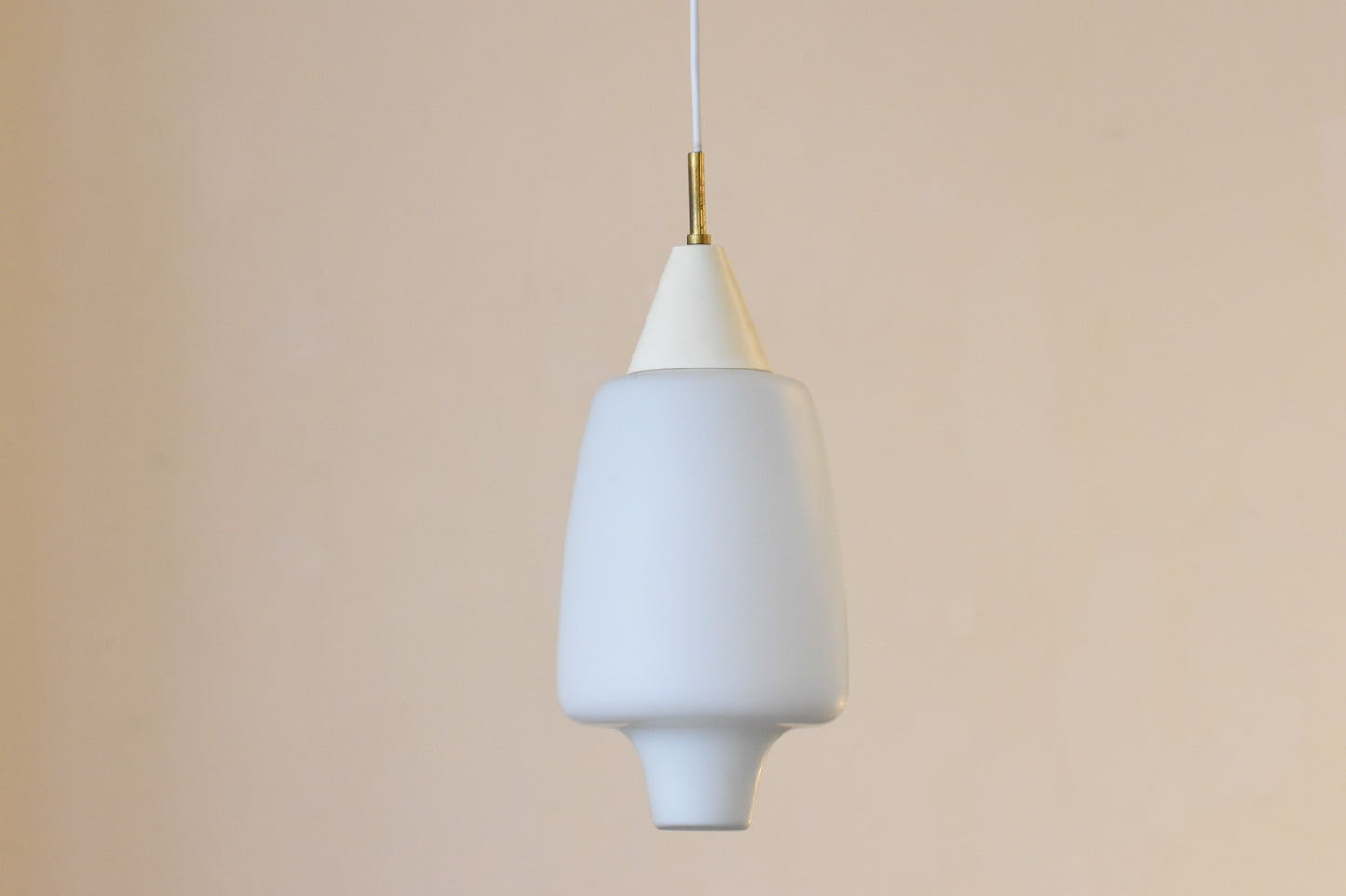 1950s glass + brass pendant lamp